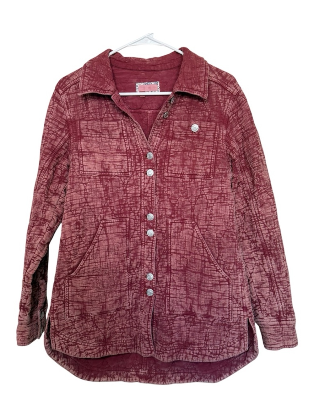 Anthropologie Pilcro Fielder Quilted Shirt Barn Jacket Size Small Terra Cotta
